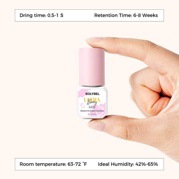 0.5-1 Second Ultra Berry Adhesive Eyelash Extension Glue (5ml)，waterproof and oilproof.