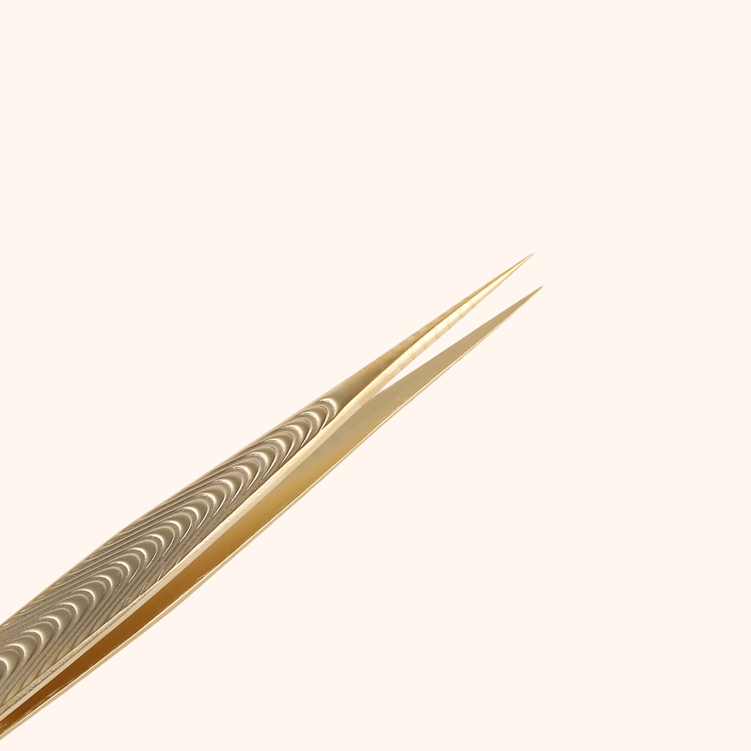 KF-08 Retro Gold Tweezers For Eyelash Extension