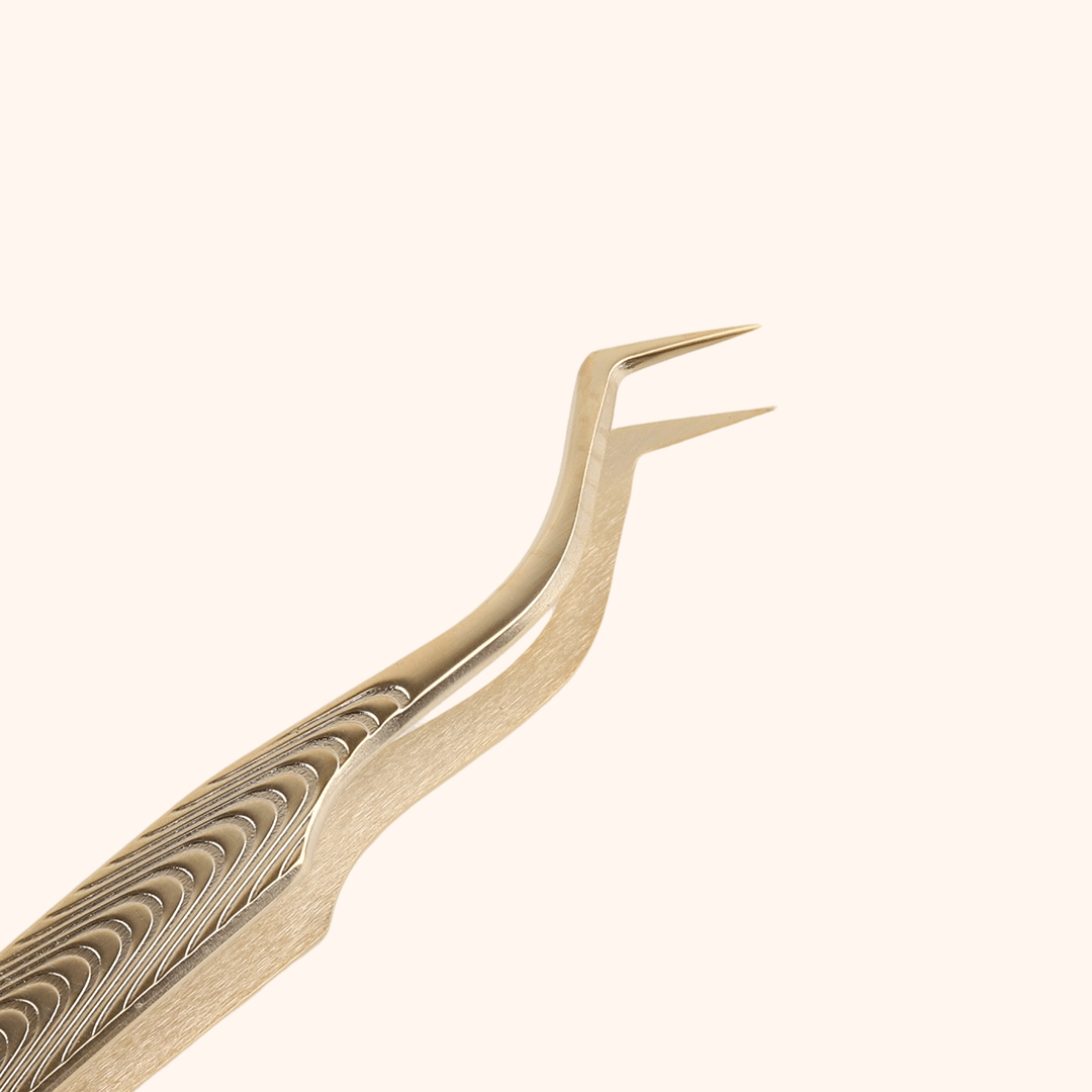 KF-03 Retro Gold Tweezers For Eyelash Extension