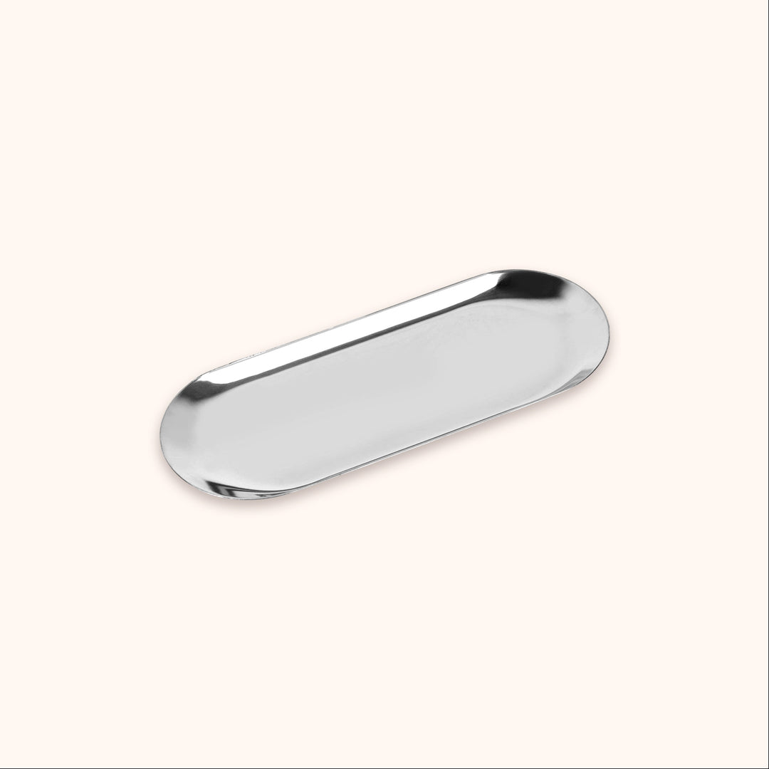KOLYBEL premium stainless steel lash tweezer tray. 2 sizes & 2 colors, mirror polished, organizes lash tools and tweezers for professional salon workstation.