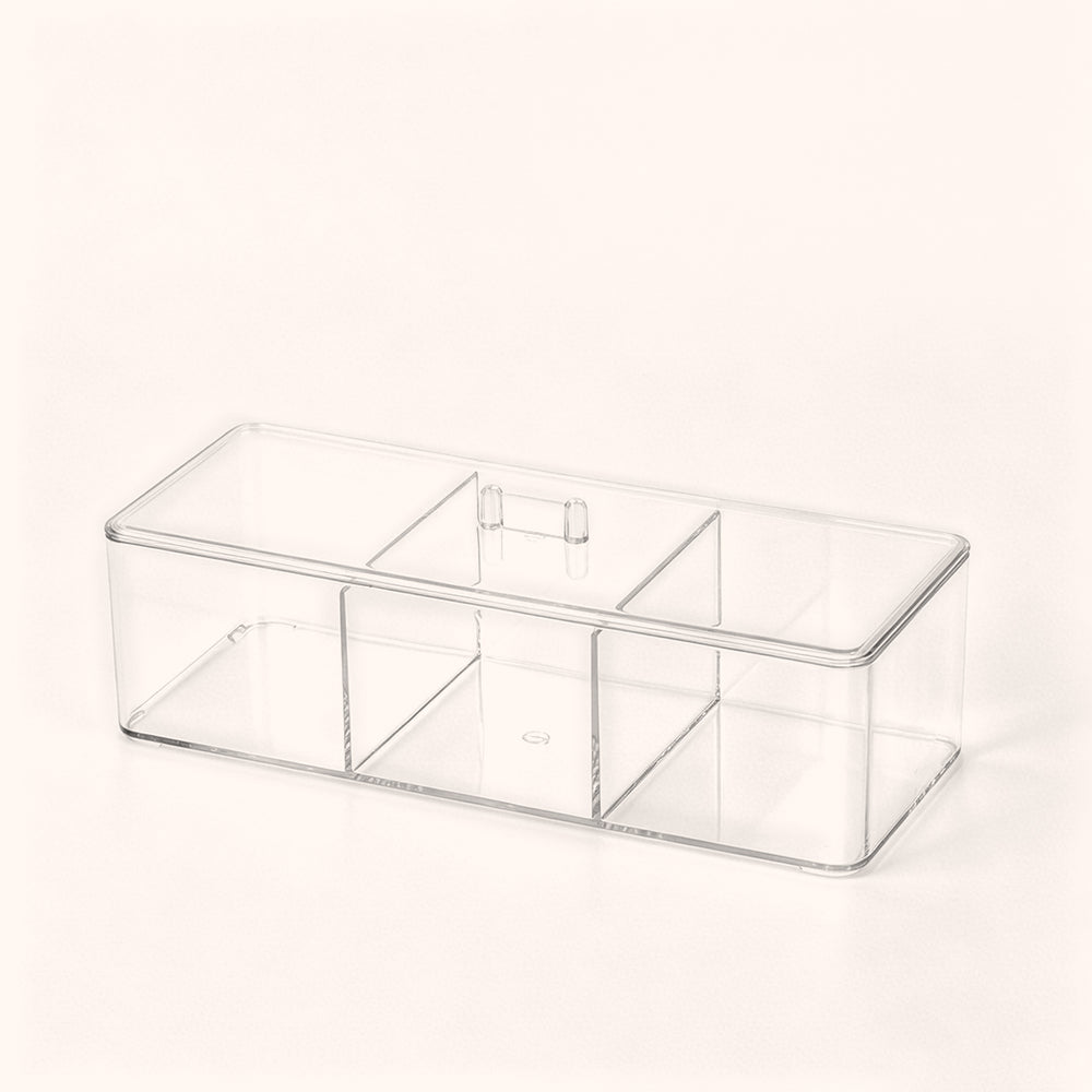KOLYBEL 3‑Compartment Acrylic Lash Storage Box with Lid, Organizer for Lash Extensions & Salon Tools