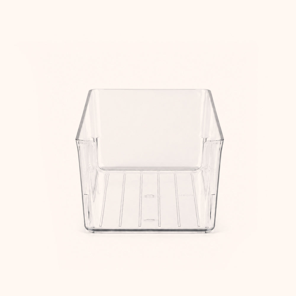 Clear acrylic transparent eyelash storage box for lash artists. Open‑top long design stores lashes, tweezers and salon tools, keeping your workstation neat and efficient.