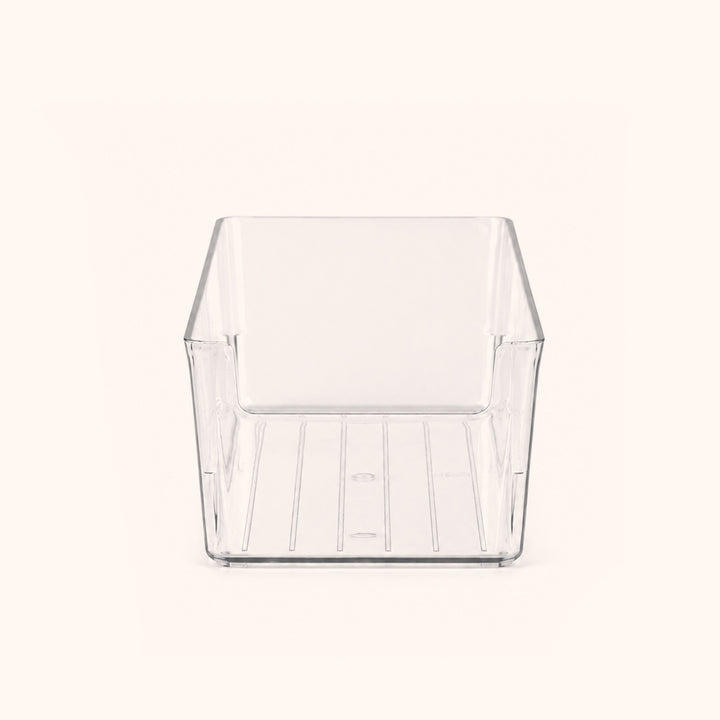 Clear acrylic transparent eyelash storage box for lash artists. Open‑top long design stores lashes, tweezers and salon tools, keeping your workstation neat and efficient.