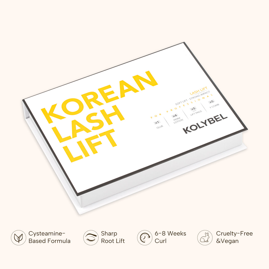 KOLYBEL LASH cysteamine korean lash lift root lift Professional 5-Step Perm Set with Glue, Perm Lotion, Lifting Pads & Y-Combs