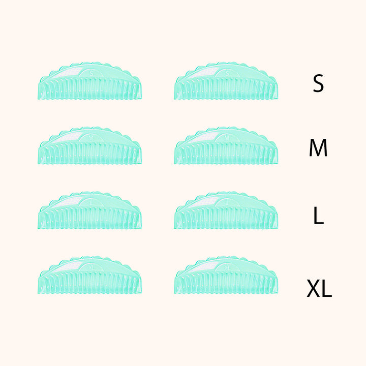 Professional reusable silicone lash lift pads in 4 sizes & 3 colors. Skin-friendly material with groove design for even curls, salon lash lift services.