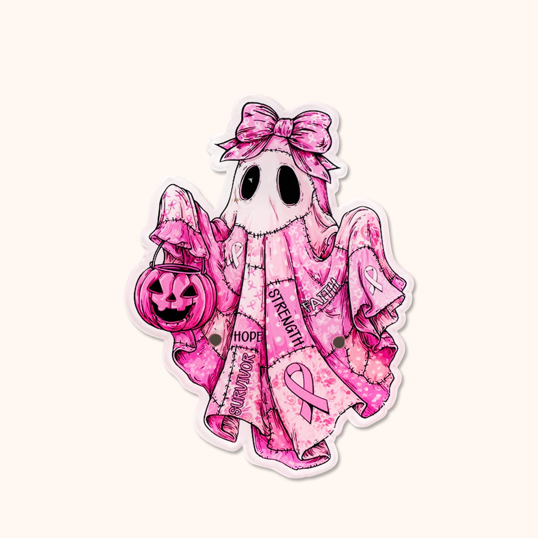 Spooky pink Halloween lash extension palettes. 3 designs: Robe Ghost, Knife Ghost, Book. Acrylic lash work board with built-in magnets for temporarily holding tweezers, festive salon decor for Halloween lash services.