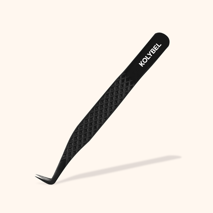 KB-01 Black Fiber Tweezers For Eyelash Extension