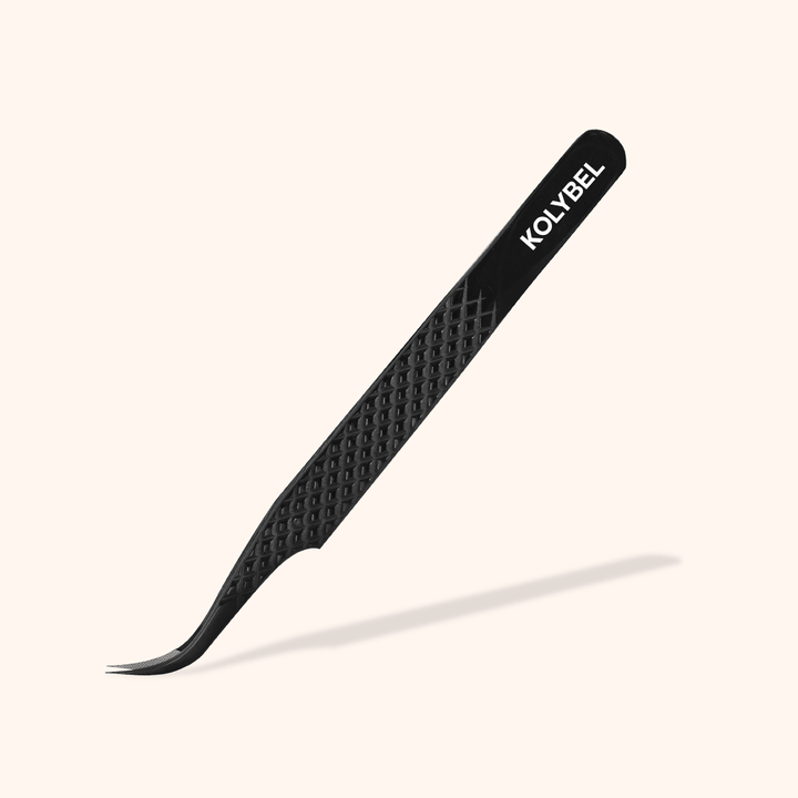KB-02 Black Fiber Tweezers For Eyelash Extension