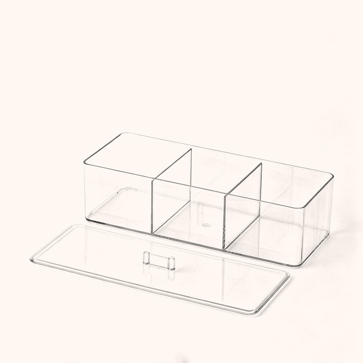 KOLYBEL 3‑Compartment Acrylic Lash Storage Box with Lid, Organizer for Lash Extensions & Salon Tools