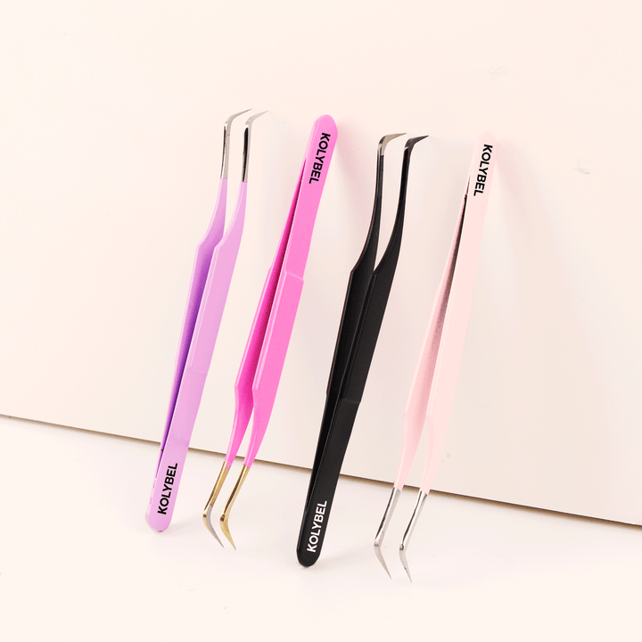 Colored Curved Volume Fiber Tweezers For Eyelash Extension-kolybel