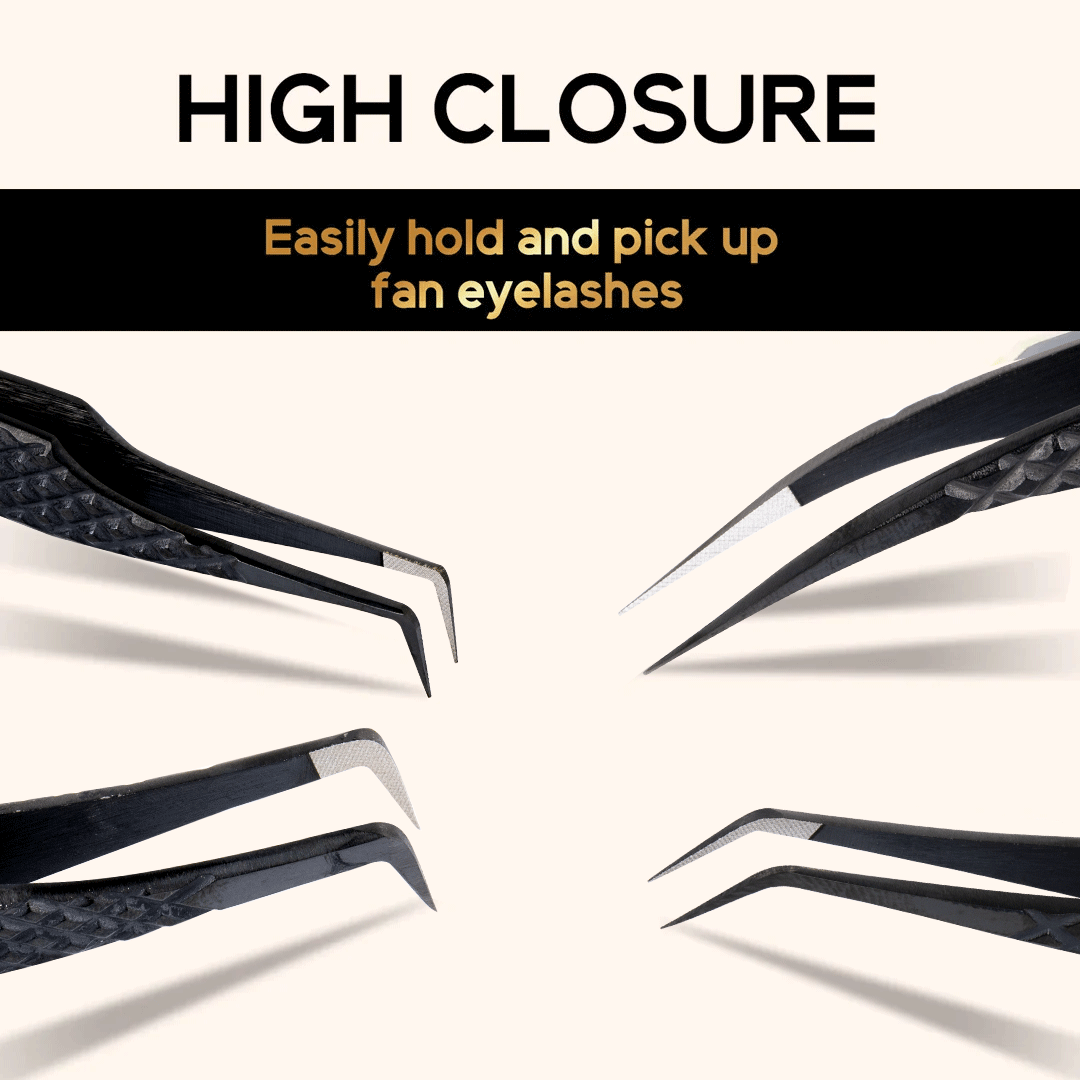 Black Fiber Tweezers For Eyelash Extension Kit-kolybel