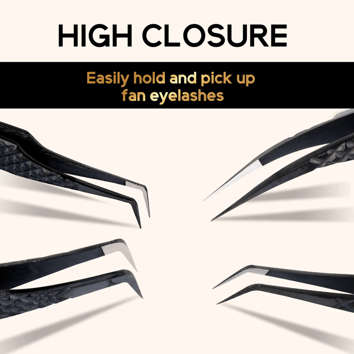 Black Fiber Tweezers For Eyelash Extension Kit-kolybel