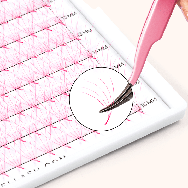 5D Pink Premade Volume Fans Pointy Base16 Rows(320 Fans)
