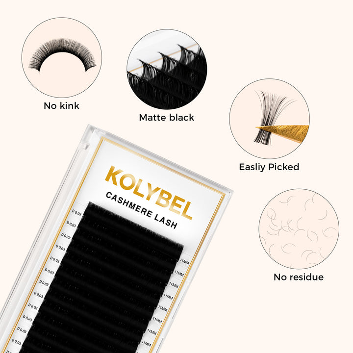 KOLYBEL LASH Cashmere Lash Extensions 0.03mm(16Rows)